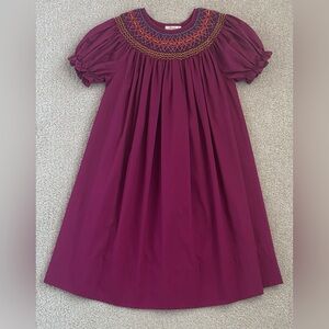 Rosalina maroon burgundy smocked bishop dress, size 6